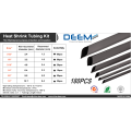 DEEM Variety sizes 180pcs black heat shrinkable tube shrink tubing for cable reinforcing